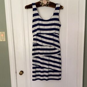 Striped Navy and White Sleeveless Stretchy Comfy Hugs Your Body Dress